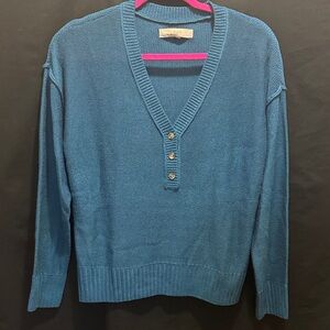 Turquoise Blue V-Neck Women’s LOFT Sweater ~ XS